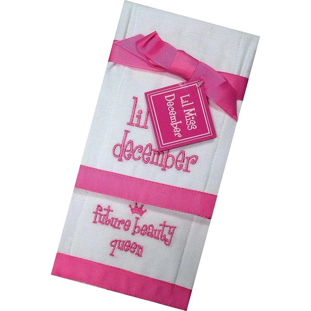 Mud Pie Baby Burp Cloth Set Lil Miss December Future Beauty Queen Set of 2 NWT